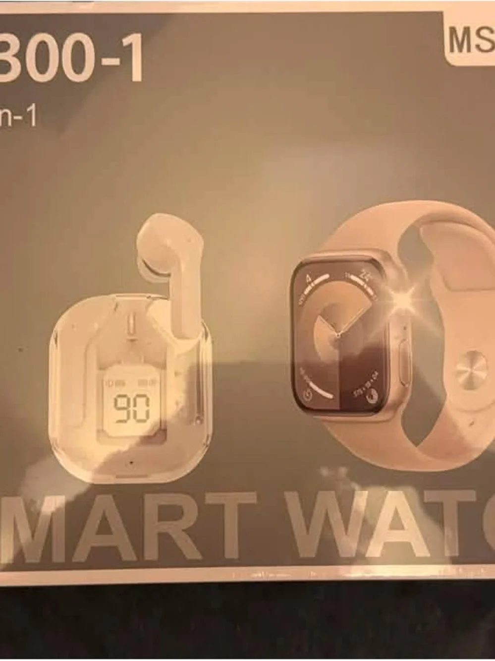 Wireless Earbuds and Smartwatch Combo - White and Pink
